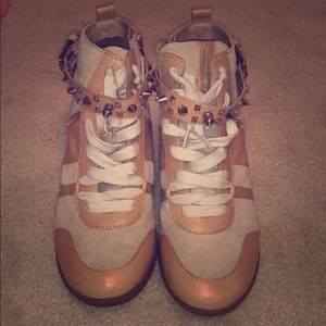 Studded sneaker wedges